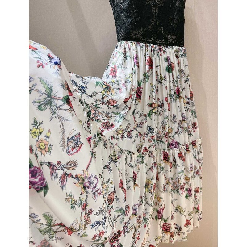 D*or lace and flower dress black and white