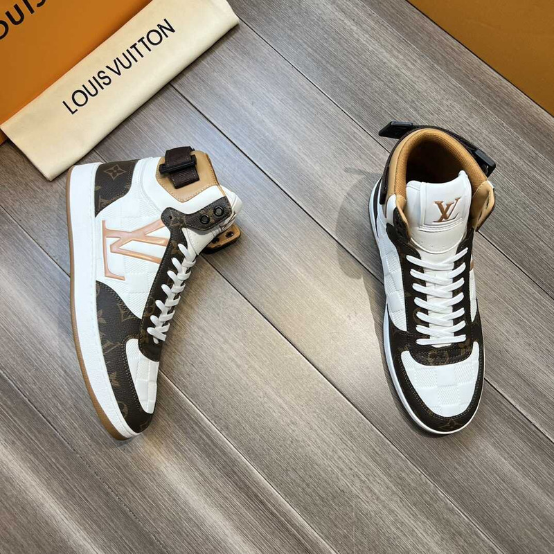 l**is V*t*n high-top sneakers gold and brown