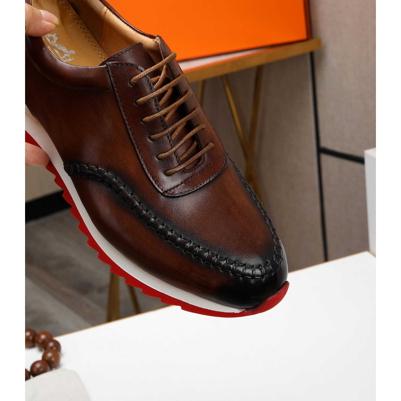 H**mes leather sneaker brown