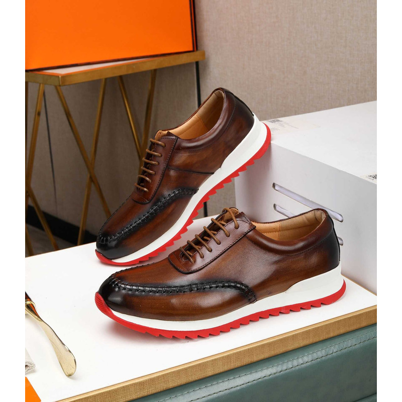 H**mes leather sneaker brown