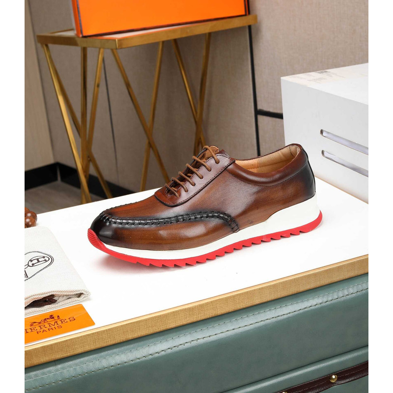 H**mes leather sneaker brown