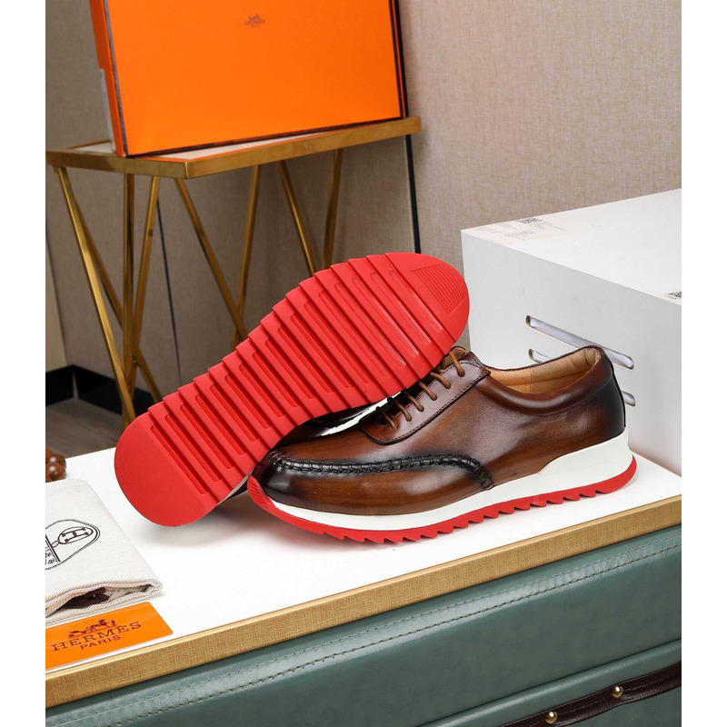 H**mes leather sneaker brown