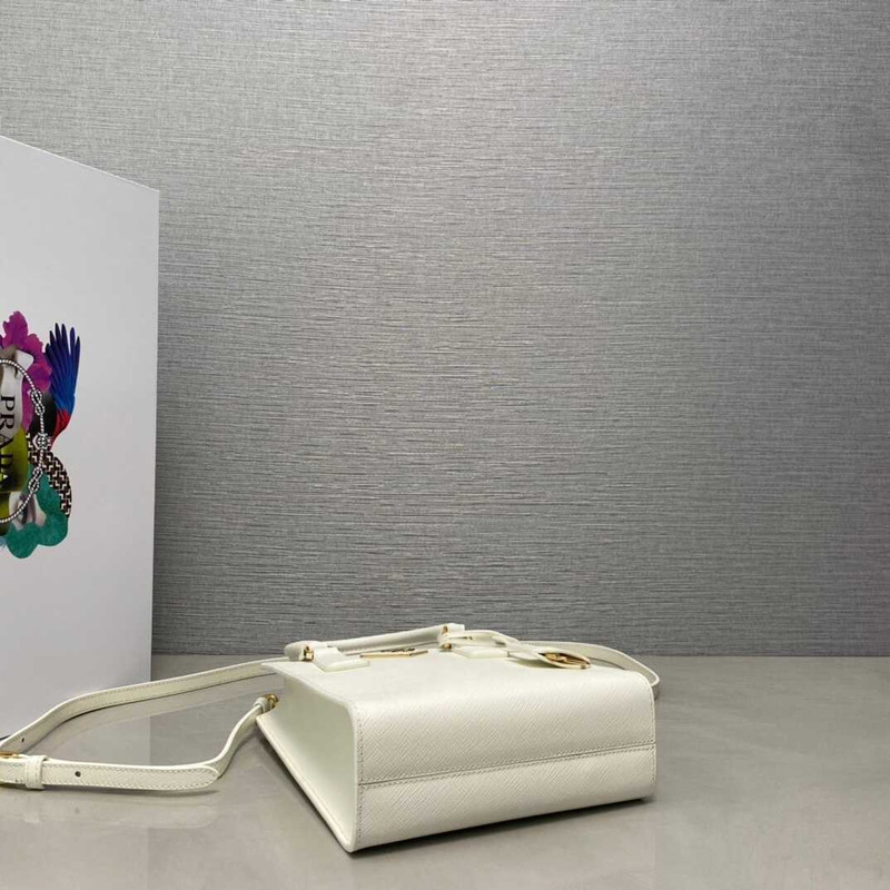 Pra*a saffiano leather handbag white