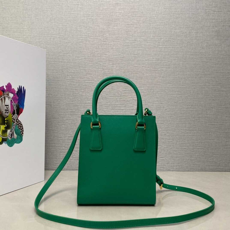 Pra*a saffiano leather handbag green