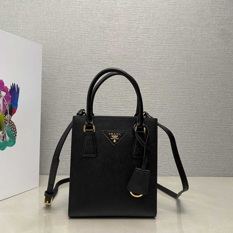 Pra*a saffiano leather handbag black