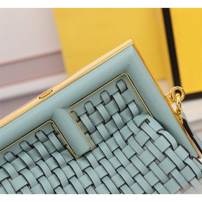 F**di small style first interwoven leather bag blue