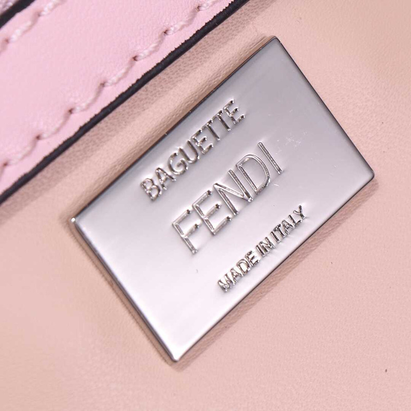 F**di baguette handbag crocodile leather pink