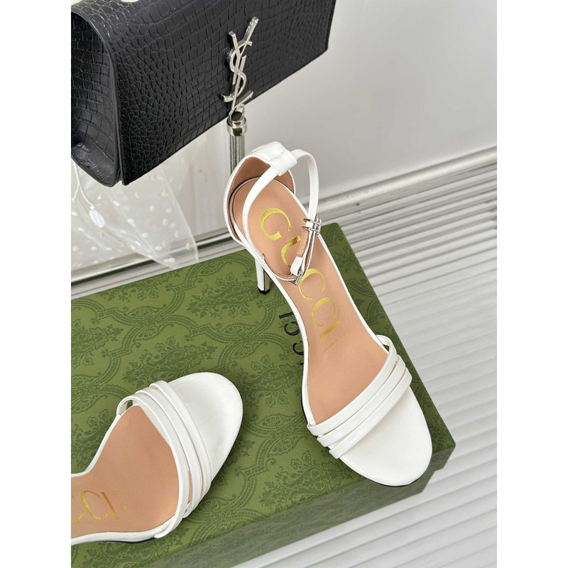 G*u*i leather strap high heel sandals white