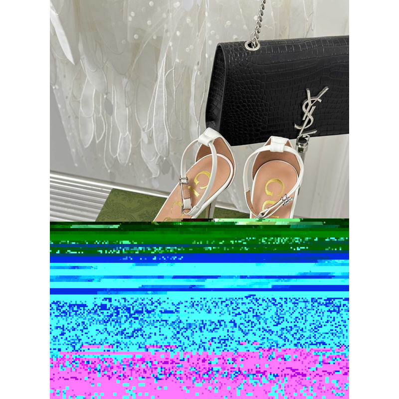 G*u*i leather strap high heel sandals white