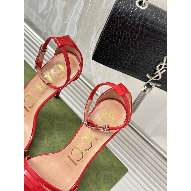 G*u*i leather strap high heel sandals red