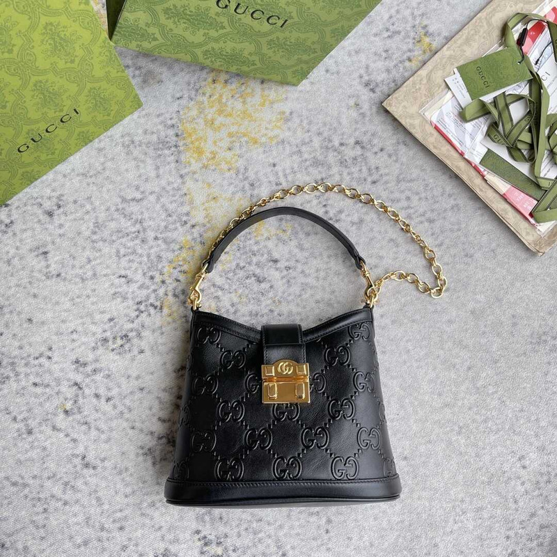 G*u*i wonka gg up leather shoulder bag black