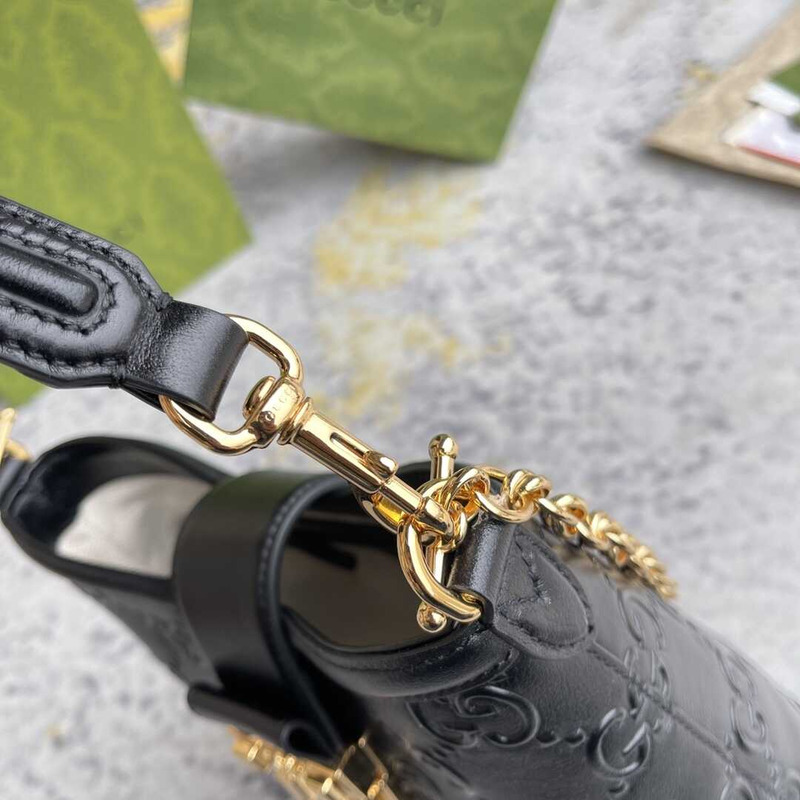 G*u*i wonka gg up leather shoulder bag black