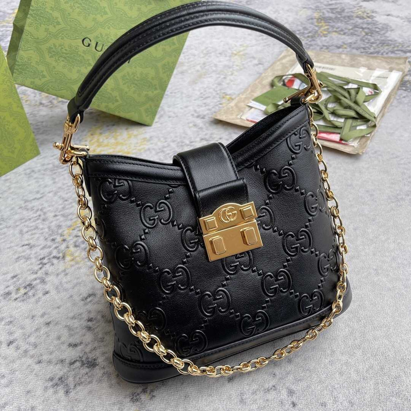 G*u*i wonka gg up leather shoulder bag black