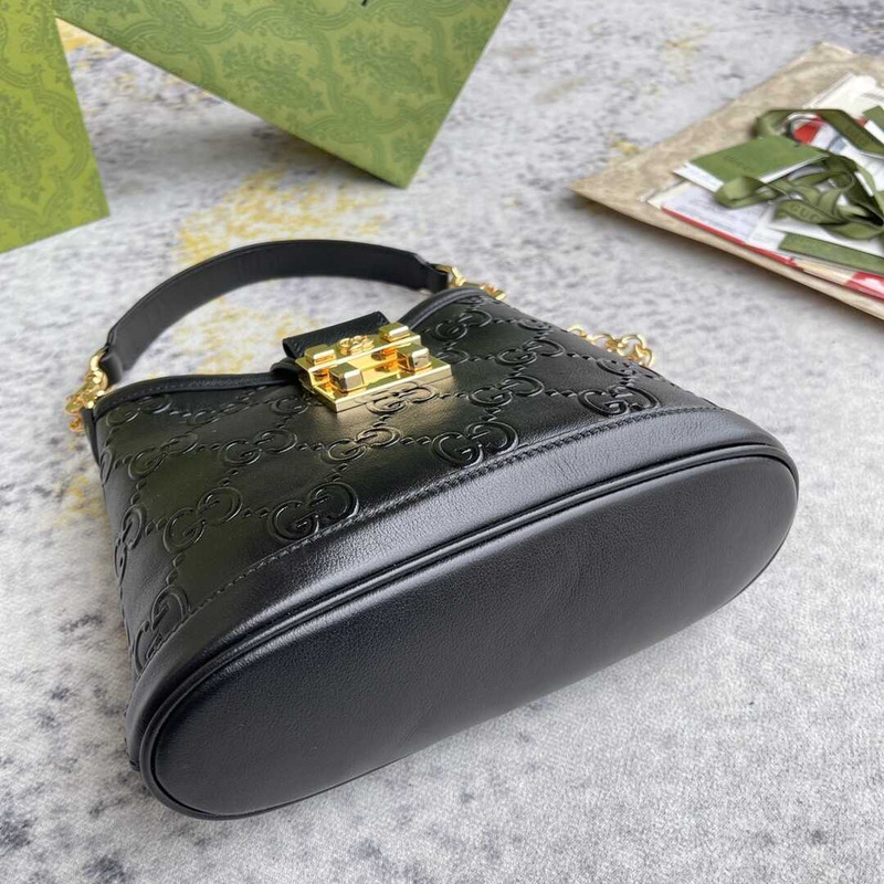 G*u*i wonka gg up leather shoulder bag black