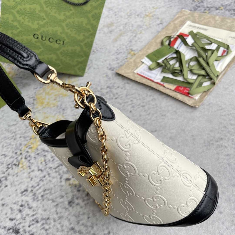 G*u*i wonka gg up leather shoulder bag white