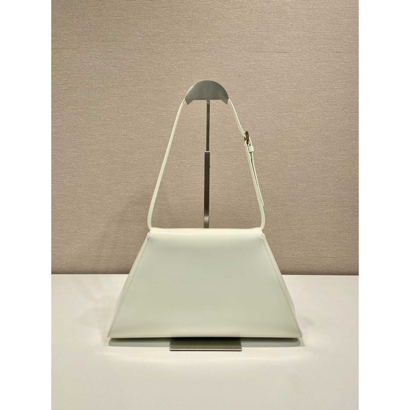 Pra*a medium brushed leather handbag white