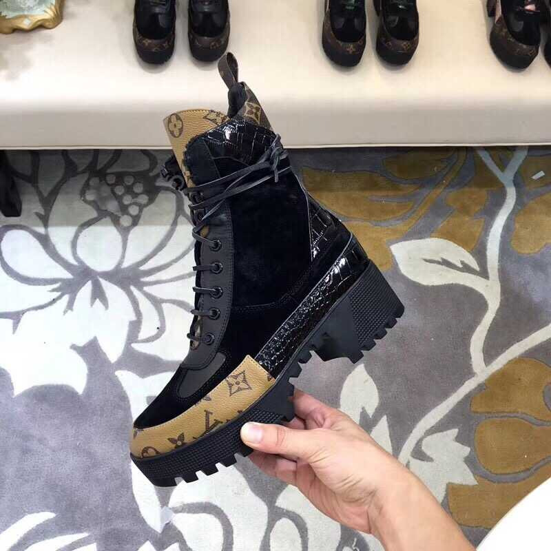 l**is V*t*n laureate monogram suede calfskin platform desert boots