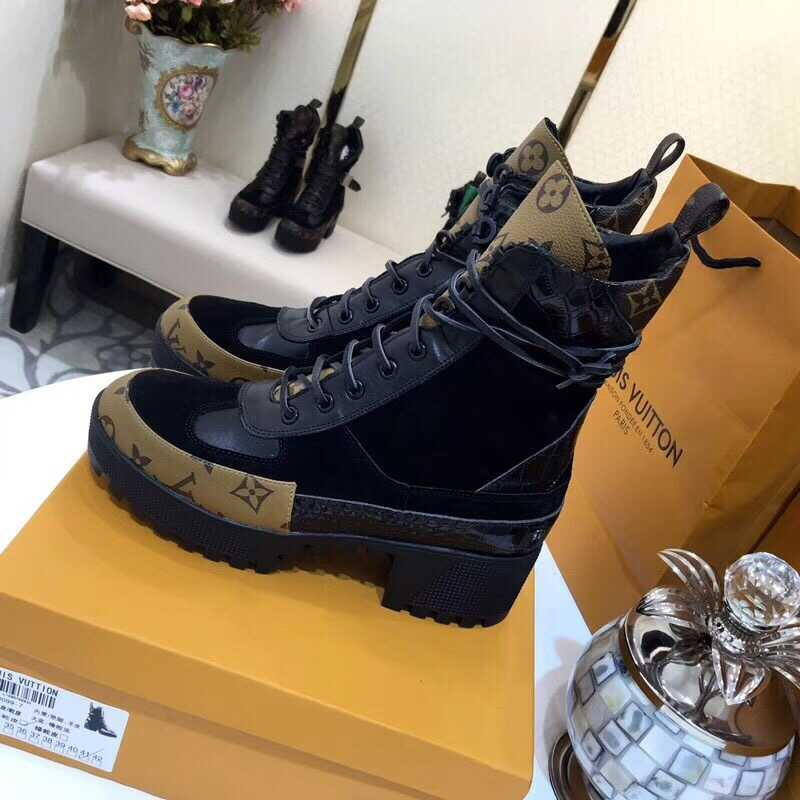 l**is V*t*n laureate monogram suede calfskin platform desert boots