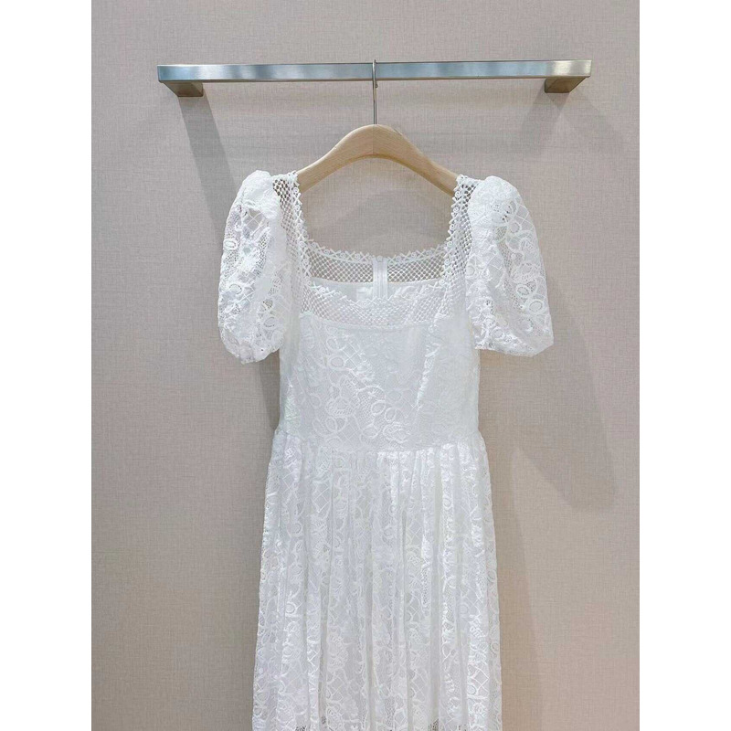D*or floral lace tulle maxi dress white