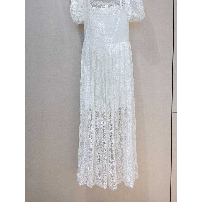 D*or floral lace tulle maxi dress white