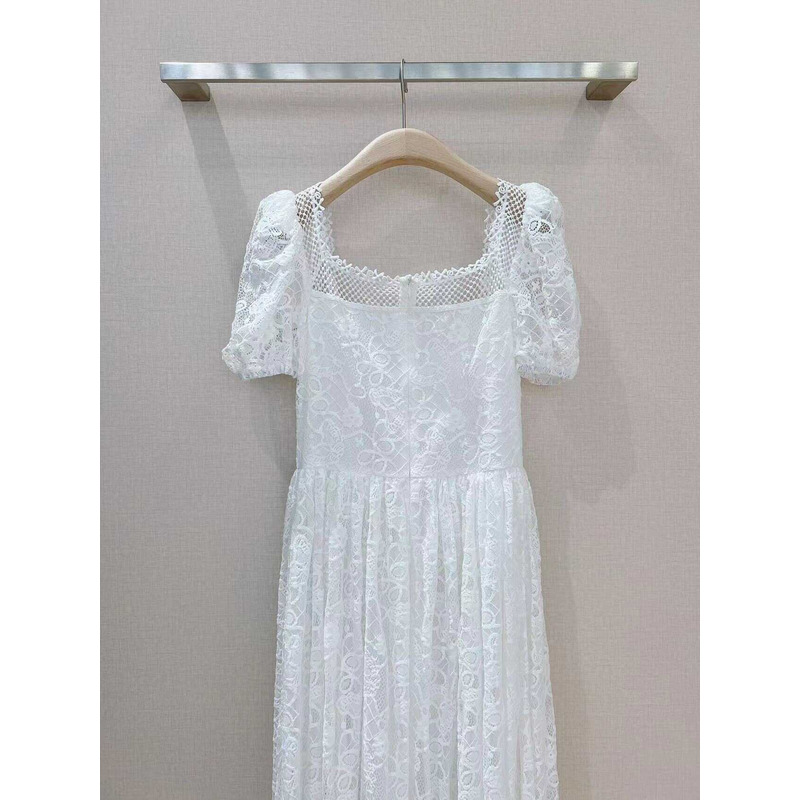 D*or floral lace tulle maxi dress white