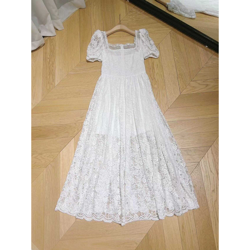 D*or floral lace tulle maxi dress white