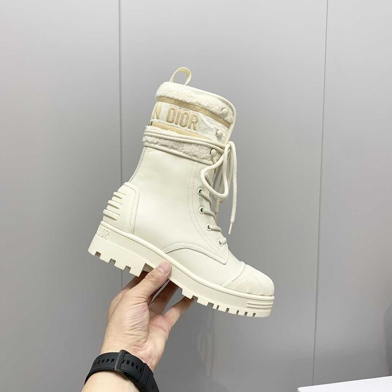 D*or d-major ankle boots white leather and sheepskin