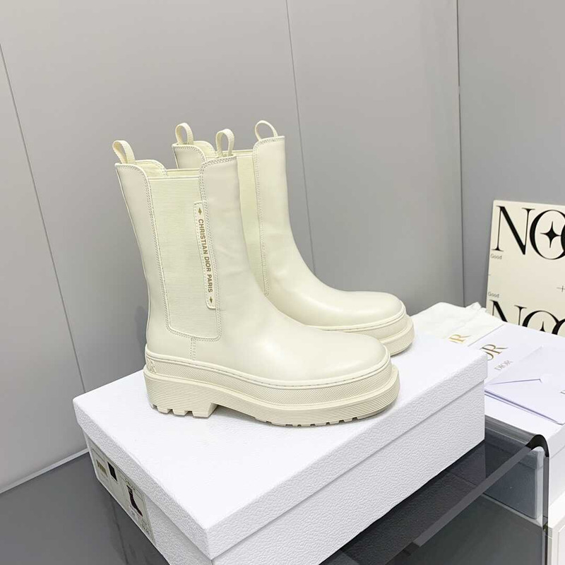 D*or trial ankle boots white cowhide