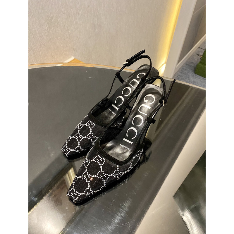G*u*i black silver pattern heels