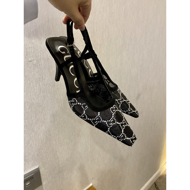 G*u*i black silver pattern heels