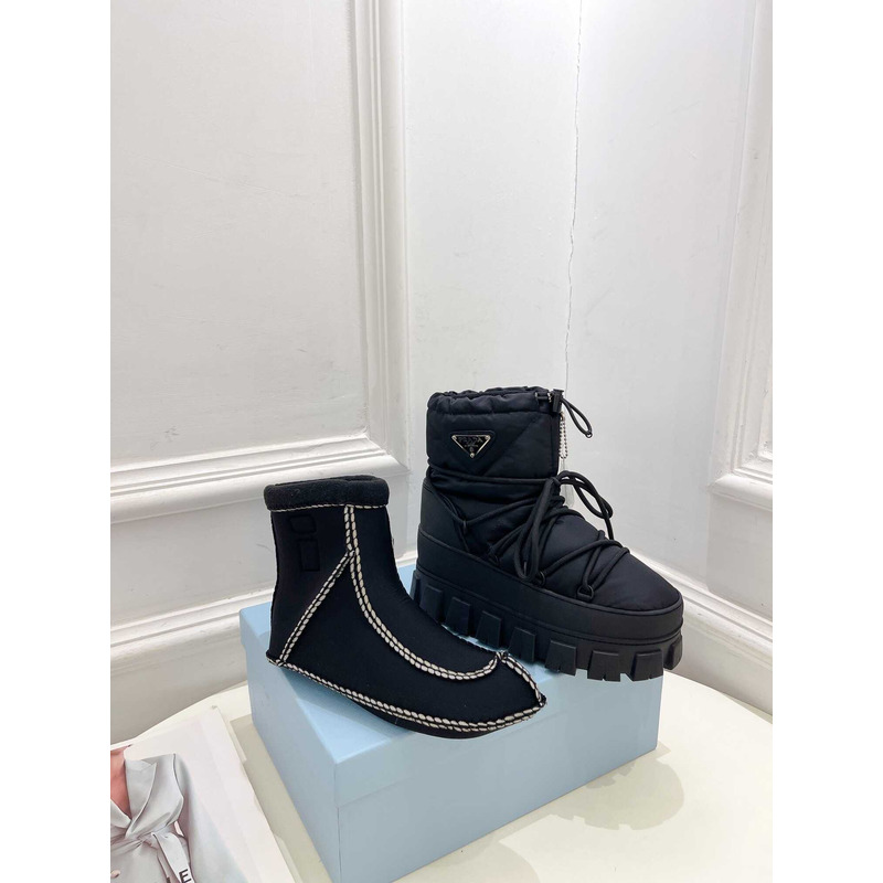 Pra*a logo padded ankle boots black