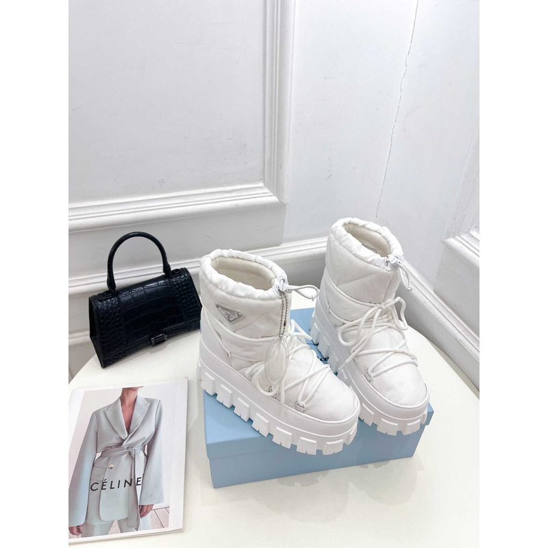 Pra*a logo padded ankle boots white