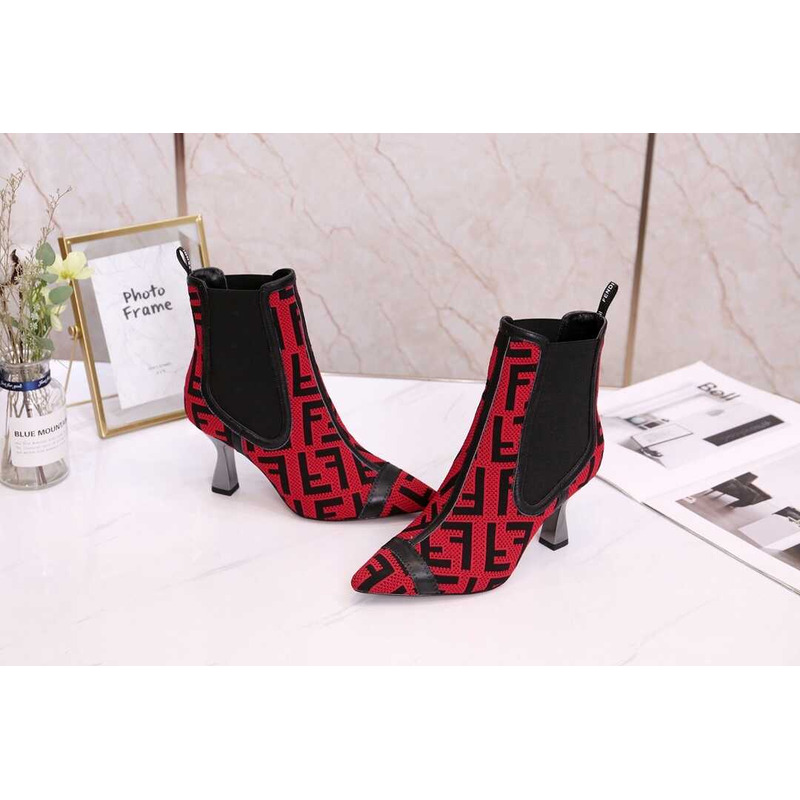 F**di ff ankle boots red