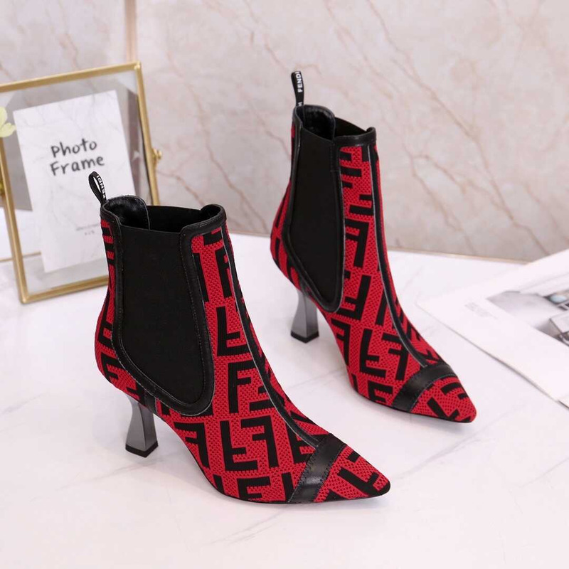 F**di ff ankle boots red