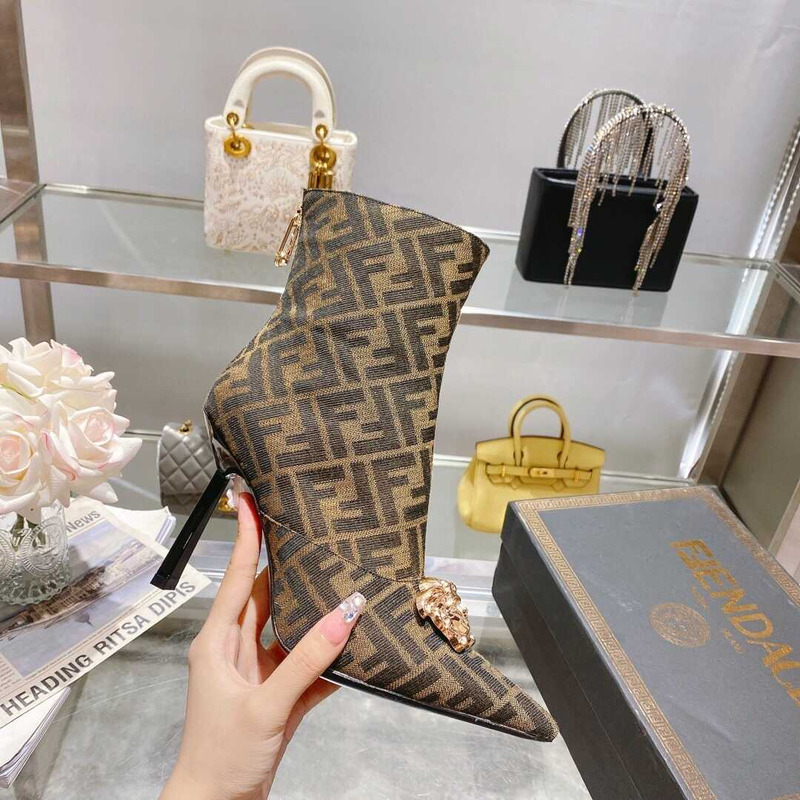 F**di fendace ff jacquard ankle boots brown