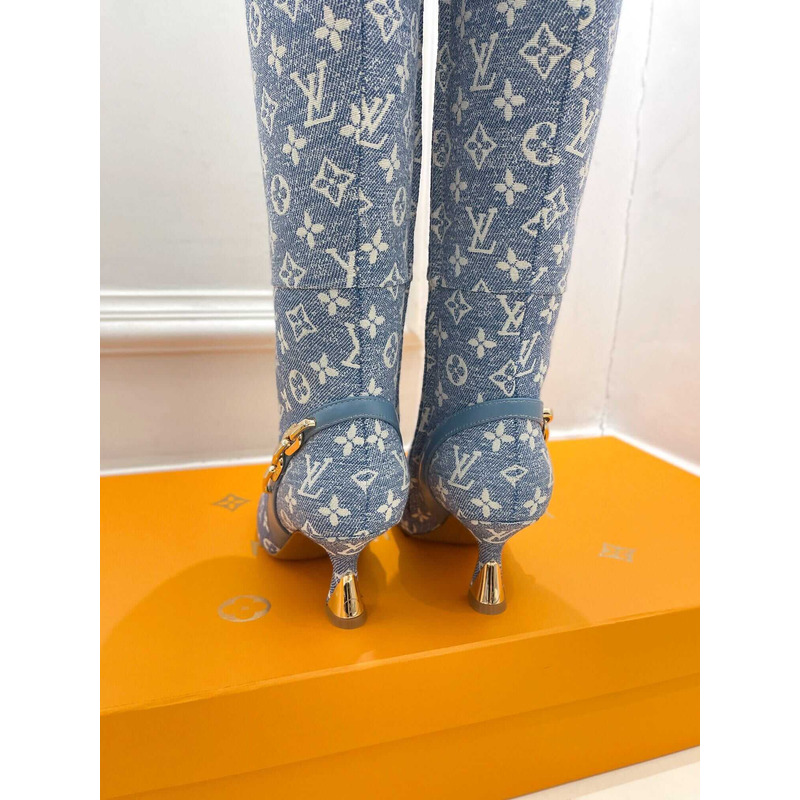 l**is V*t*n ankle boot heels with chain logo monogram blue