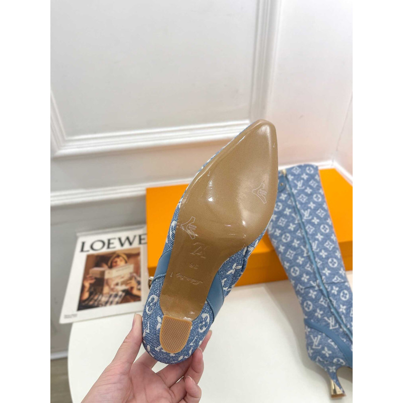 l**is V*t*n ankle boot heels with chain logo monogram blue