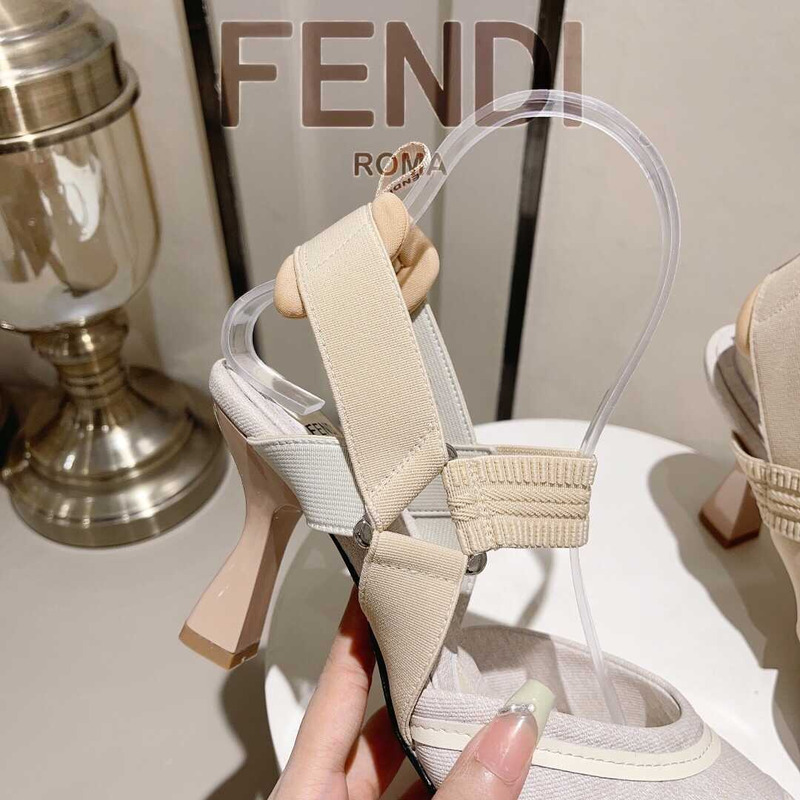 F**di colibrì embroidered high heel slingbacks white