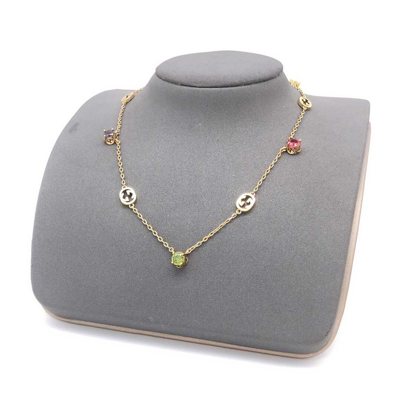 G*u*i interlocking g multicolored enamel necklace gold