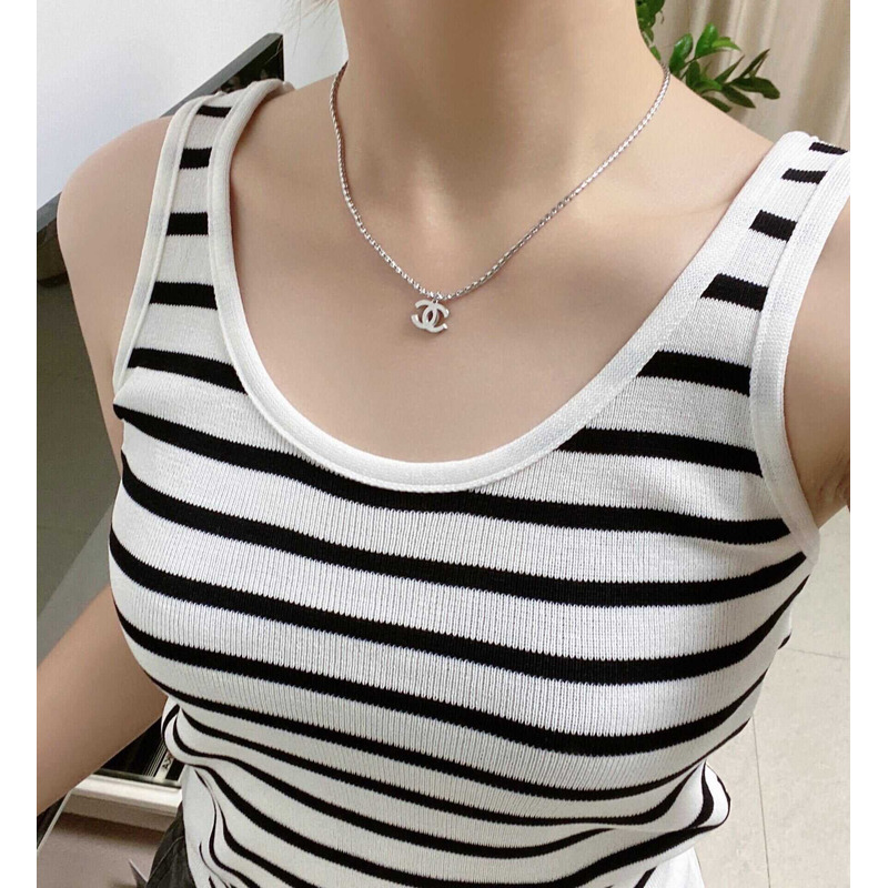 Ch*el cc pendant necklace silver