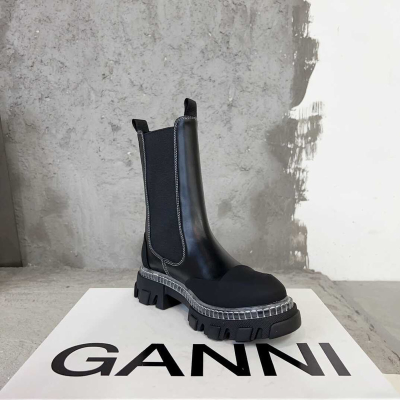 Ganni  Pattern Mid-cut Chelsea Boots  Black
