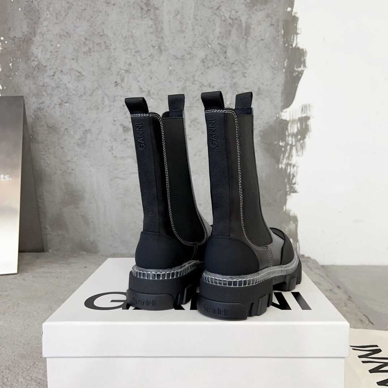 Ganni  Pattern Mid-cut Chelsea Boots  Black