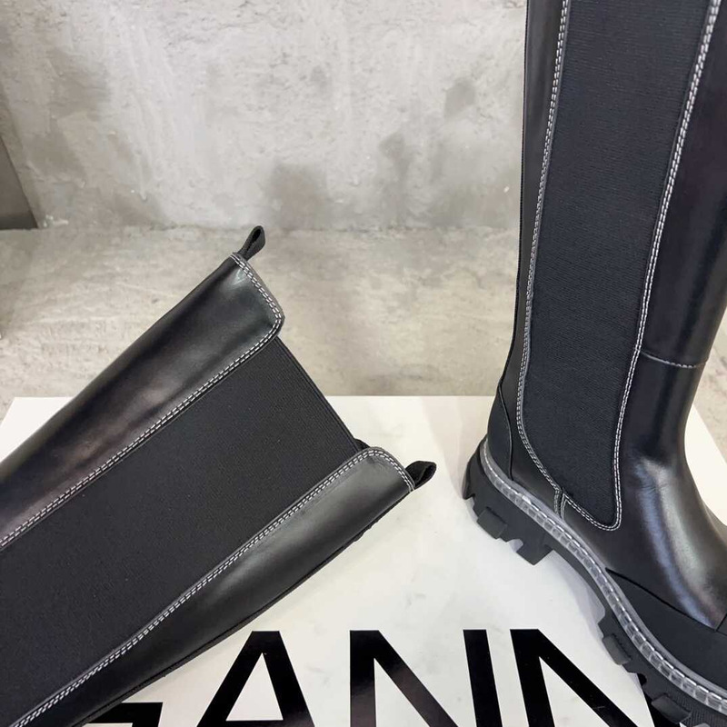 Ganni Cleated High Chelsea Boots Black