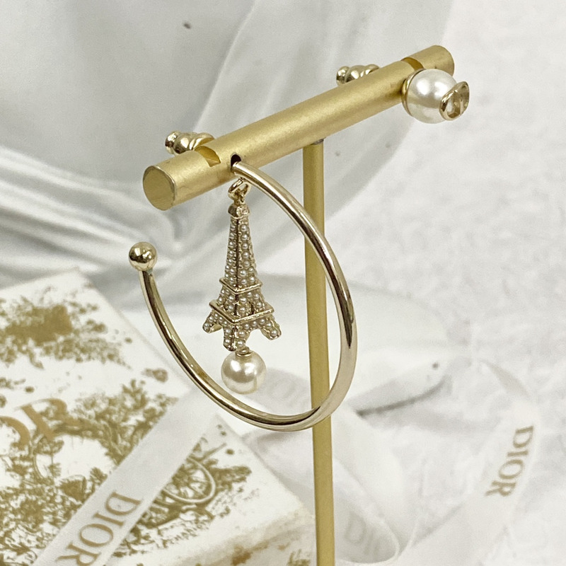 D*or asymmetrical hoop earrings white and gold