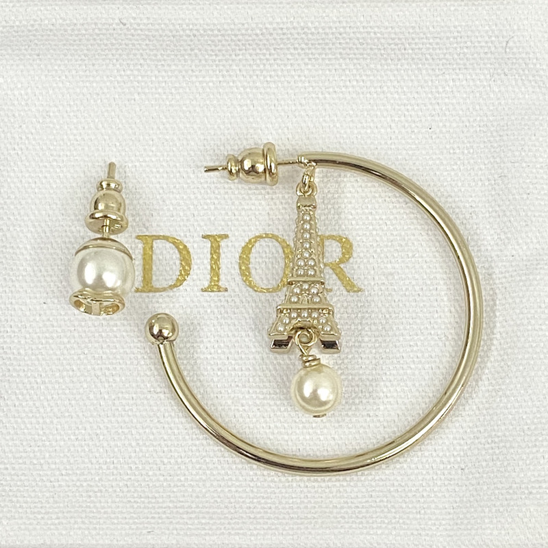 D*or asymmetrical hoop earrings white and gold