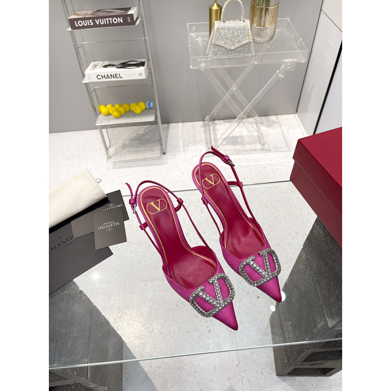 Valentino VLogo Signature Slingback Heels Pink