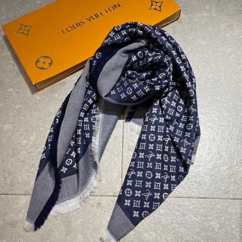l**is V*t*n monogram scarf dark bue