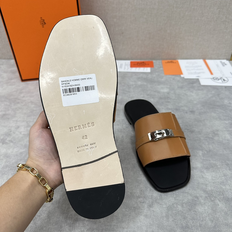 H**mes kelly buckle mule sandals natural calf leather