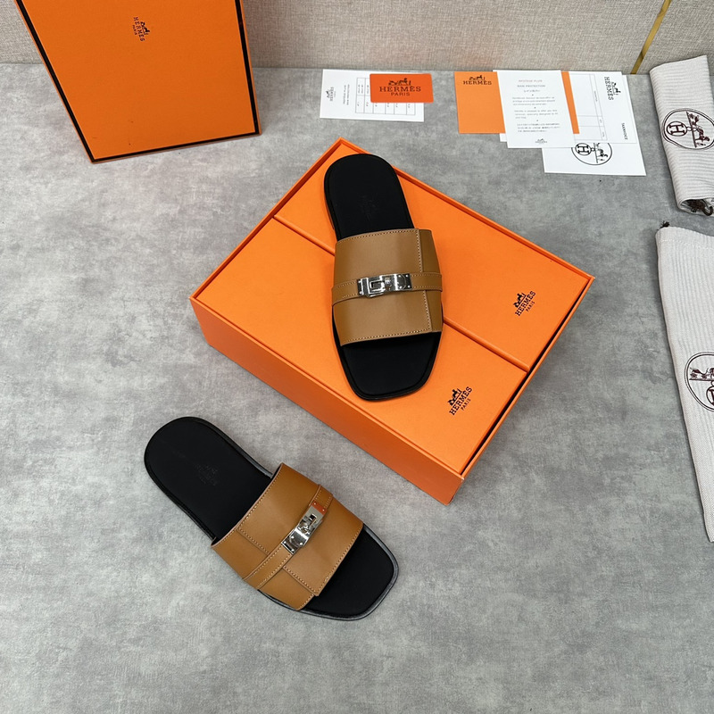 H**mes kelly buckle mule sandals natural calf leather