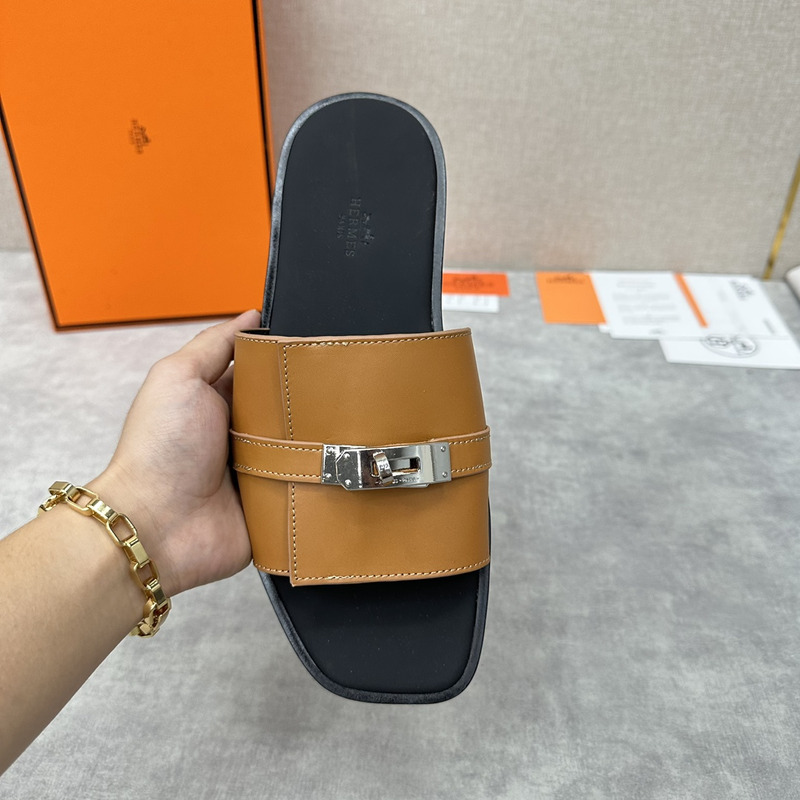 H**mes kelly buckle mule sandals natural calf leather